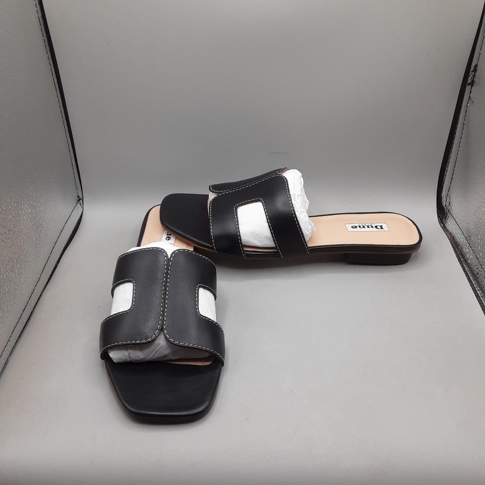 Dune London Loupe Sandals Women's 9M Black Leather Slide